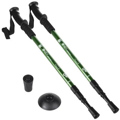 Zdjęcie produktu dla Teleskopowe kije do Nordic walking z aluminium, zielone, regulowane od 65 do 135 cm