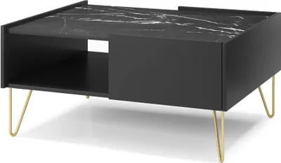 Zdjęcie produktu dla FURNLUX Stolik kawowy Harmony czarno-złoty 97 cm / Kolor główny: czarny / Wymiary: 97 x 45 x 65 cm