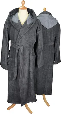 Produktbild von A&R 026.50 | Herren Bademantel mit Kapuze Bathrobe with Hood - Farbe: Graphite/Anthracite Grey - Größe: XXL
