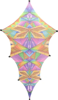 Produktbild von PSYWORK Schwarzlicht Segel Mesh Elasthan Drache L Neon Polygon Dragonfly, 2,00x3,75m UV-aktiv Partydeko