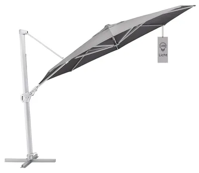 Produktbild von Kettler Ampelschirm LED 350 cm Sonnenschirm mit Schutzhaube rund Silber/Charcoal