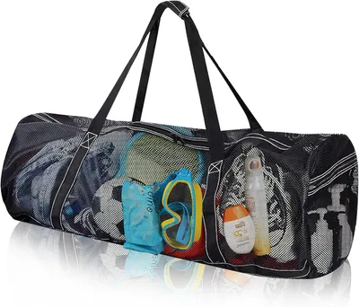 Produktbild von Extra große Netztasche, Tauchen Strand Tasche, Faltbare übergroße Strandtasche mit verstellbarem Schultergurt