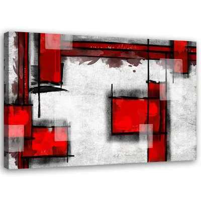 Produktbild von Leinwandbild geometrische abstraktion in rot 90x60 cm Feeby rot wandbild bereit zum aufhängen