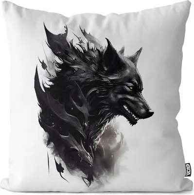 Produktbild von VOID Schattenwolf Wildtier Hund Kissenbezug Kissenhülle sofa couch wohnzimmer dekoration wasserfest Outdoor Garten Kissen bezug deko