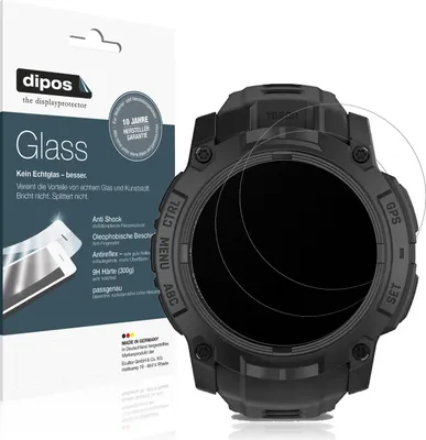 Produktbild von 2x Schutzfolie für Garmin Instinct 3 AMOLED Tactical Edition 50mm matt - Anti-Shock 9H Folie dipos Glass Kunststoffglas
