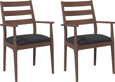Immagine prodotto di vidaXL Sedie da pranzo con cuscino 2 pz. Legno massiccio marrone in legno di gomma
