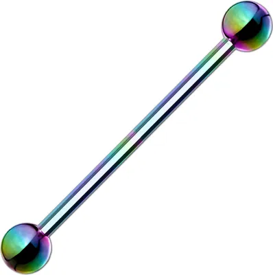 Produktbild von viva-adorno 1,6x38x5mm Barbell Piercing Stab Industrial Ohrpiercing Cartilage Stecker Hantel Edelstahl beschichtet Z310, regenbogen