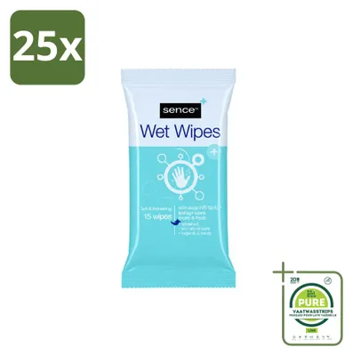 Immagine prodotto di 25 salviette umidificate per mani e viso - 15 salviette - confezione grande - 25 pezzi