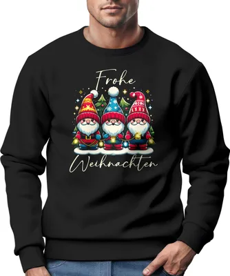 Produktbild von Sweatshirt Herren Weihnachtspullover Wichtel  Aufdruck Frohe Weihnachten Weihnachtsoutfit Männer Moonworks®