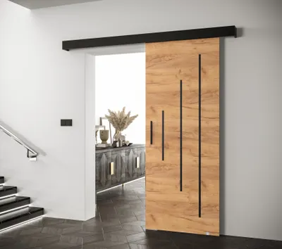 Produktbild von Schiebetür mit schwarzem Griff SALOME 11 - 80 cm, Eiche Gold/Schwarz