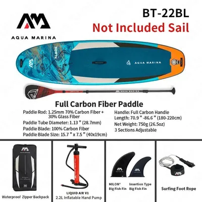 Produktbild von BLADE BT-22BL - Aufblasbares SUP Board mit Windsurf Segel Set-E - 320x84x15 cm - 350 L Volumen - Belastbar bis 150 kg