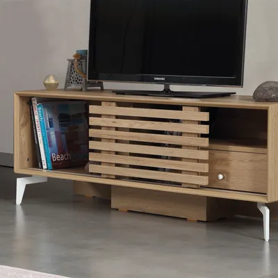 Produktbild von Skye Decor, Lulu 125 - Oak, Fernsehtisch, Eiche, 100 % MELAMINBESCHICHTETE SPANPLATTEN, 125 x 41 x 50 cm