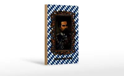 Produktbild von Holzschild Bayern 18x12cm König Ludwig Porträt