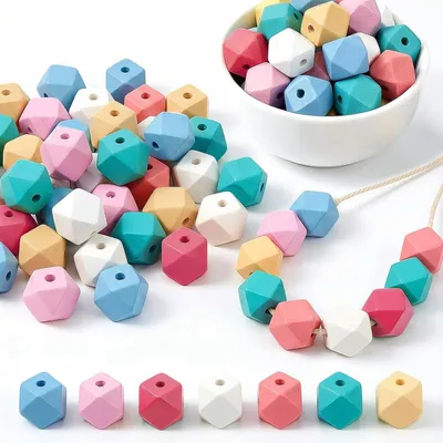 Produktbild von Holzperlen rund, 15 mm, 100 Stück, bunt, für Schmuckherstellung