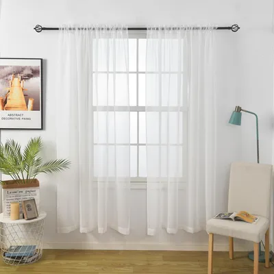 Voile Gardinen 2er Set, 137x203 cm, weiß, lichtdurchlässig