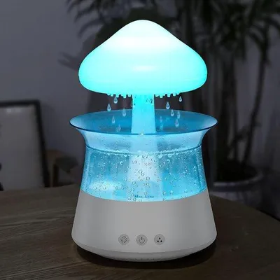 Obrázek produktu pro Zvlhčovač vzduchu s 7 barevnými světly, technologií nano-mlhy, funkcí aromaterapie, vhodný pro zlepšení spánku a relaxace, pro domácnost, kancelář, obývací pokoj, bílý