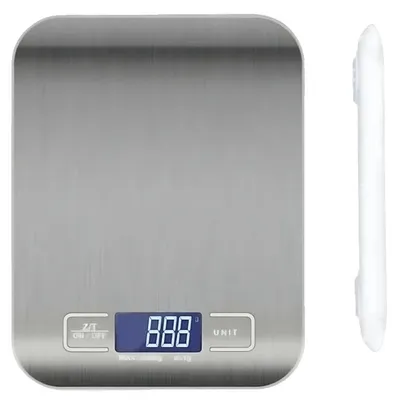 Immagine prodotto di Bilancia da cucina digitale, alta precisione, display LED, bianca, capacità 10 kg, precisione 1 g