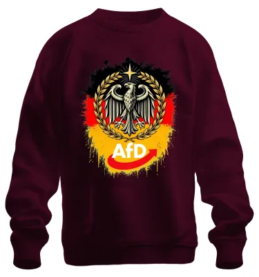 Obrázek produktu pro Tričko s potiskem: AfD Německo, patriot, státní znak, výrok, sarkasmus, volební motiv, barva: vínová, velikost: 3XL
