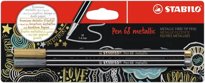 Produktbild von Premium Metallic-Filzstift - STABILO Pen 68 metallic - 2er Pack - gold, silber