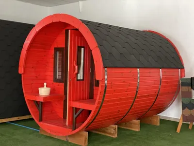 Immagine prodotto di Sauna a botte rotonda in legno Sauna a botte da esterno casa di campagna giardino saune 3m
