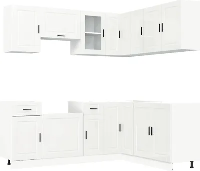 Produktbild von 11-tlg. Küchenschrank-Set Porto Hochglanz-Weiß Holzwerkstoff
