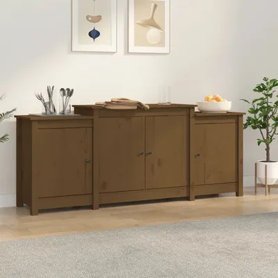 Produktbild von The Living Store Sideboard Honigbraun 164x37x68 cm Massivholz Kiefer