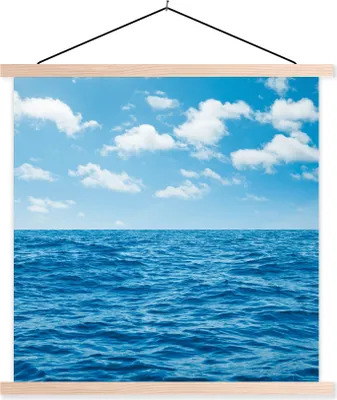 Produktbild von MuchoWow® Textilposter Meer - Wolken - Blau 60x60 cm mit holzfarbenen Rahmen - Wanddekoration