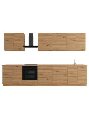 Produktbild von Küchenzeile – Küchenblock – Einbauküche – Komplettküche – Singleküche –  Nexa  – K89-G340 – 340 cm– Woodline Matt Ohne Arbeitsplatte & Elektrogeräte