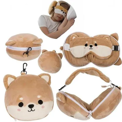 Immagine prodotto di Cuscini sottili per chi viaggia, con maschera per dormire integrata.
