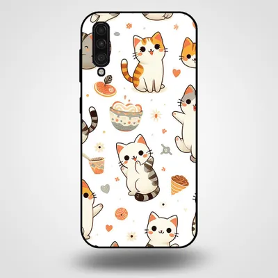 Productafbeelding van Smartphonica telefoonhoesje voor Samsung Galaxy A50 met kattenprint - TPU achterkant, hoesje met kattenmotief