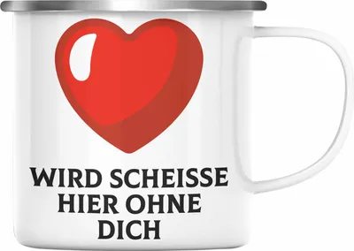 Produktbild von Trendation - Jobwechsel Emaille Tasse Geschenk Kollegin Kollege Lustig Abschiedsgeschenk Sprüche - Wird Sch Hier Ohne Dich (Silber)