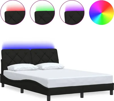 Produktbild von vidaXL Bettgestell mit LED ohne Matratze Schwarz 140x200 cm Stoff