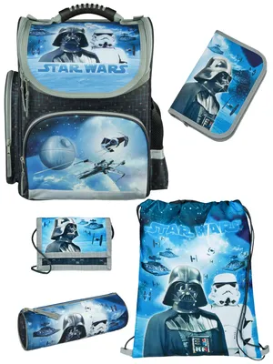 Produktbild von Schulranzen 1. Klasse für Jungen und Mädchen in Blau mit Star Wars Classic Motiv 5 tlg. Schultaschen Set mit Federmäppchen