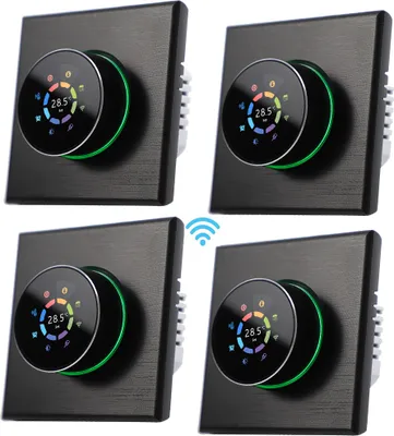 Obrázok produktu pre 4X WiFi termostat, digitálny LCD izbový termostat, programovateľný nástenný termostat na zapustenie, podlahové kúrenie pre 5A ohrev teplej vody, ovládanie tlačidlami/mobilná aplikácia/hlasové ovládanie, vnútorný teplomer, čierny