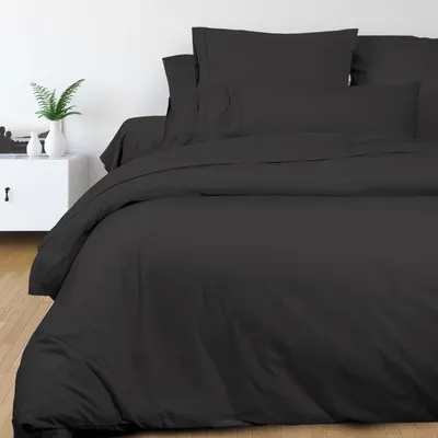 Percal Bettbezug 100% Baumwolle Anthrazit 260x240 cm