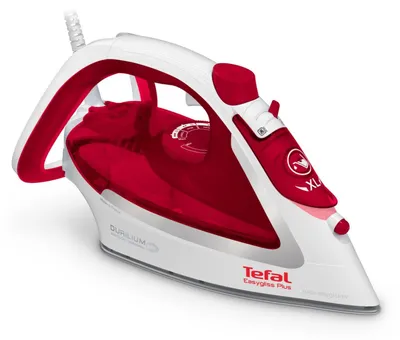 Produktbild von Tefal EasyGliss Plus FV5717, Trocken- & Dampfbügeleisen, Durilium Bügelsohle, 2 m, 190 g/min, Rot, Weiß, 45 g/min