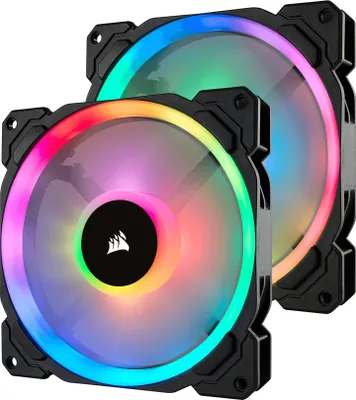 Produktbild von Corsair CO-9050074-WW Lüfter CORSAIR 140*120*25 Dual LL140 RGB LED 2Pack retail