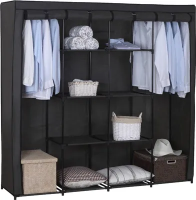 Immagine prodotto di Happyment Zuzu armadio pieghevole - Tessuto - Grigio - Camera da letto - Armadio organizzatore - 174x46x169 cm