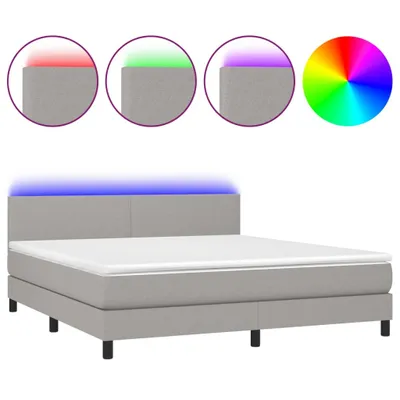Produktbild von vidaXL Boxspringbett mit Matratze & LED Hellgrau 180x200 cm Stoff