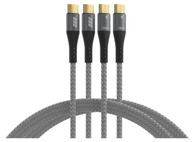 Produktbild von Efb USB-C Kabelset 100W PD 3.0 5A E-Marker Chip 2x1m grau
