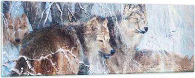 Produktbild von Bilder auf glas - Wolf Tier Wald - 90x30cm - Glasbilder - Wandbilder - Kunstdruck - zum Aufhängen bereit - Wanddekoration aus Glas - Glas Bilder - Wandbild auf Glas - Einteilig - GAB90x30-3770