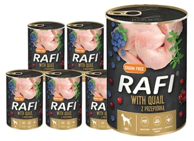 Produktbild von Rafi Nassfutter für Hunde mit Wachtel, Preiselbeeren und Heidelbeeren Dose Set 12 x 400 g