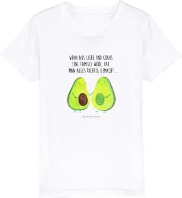 Produktbild von Mr. & Mrs. Panda Organic Kinder T-Shirt Avocado Pärchen 5-6 Jahre (110/116) - Weiß - Geschenk, Familie, Schwangerschaft, Öko, Teenager, Geburt, Kindershirt, Baumwoll
