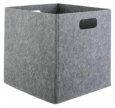 Image de Panier de rangement Corbeille en feutre gris 24 x 24 x 24 cm