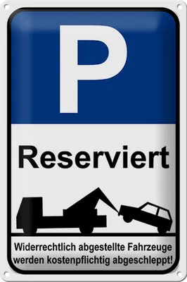 Produktbild von Blechschild Hinweis Parkplatzschild reserviert, 30x20 cm, Blechschilder Achtung Widerrechtlich