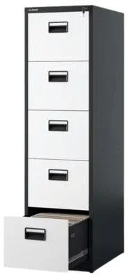 Produktbild von Hängeregisterschrank abschließbar SARA 5 Schubladen mit Schloss | Aktenschrank Büroschrank aus Stahl Metallschrank 163x46x62cm Anthrazit-Weiß
