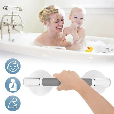 Productafbeelding van Douchegreep met spuitmondaansluiting - Badkamergreep - Extra veilig en stevig - Wandbevestiging - Handgreep voor de douche