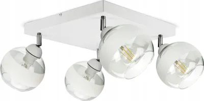 Produktbild von LUXOLAR Led Deckenleuchte 4 flammig - Deckenlampe Schwenkbar  Weiß E27 60W - Hängelampe für Wohnzimmer, Küchen - Weiß Glas Kugeln