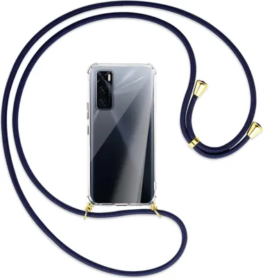 Produktbild von Handykette Backcover-Schutzhülle mit Band (Metall goldfarben) für vivo V20 SE (V2022) / Y70 - dunkelblau