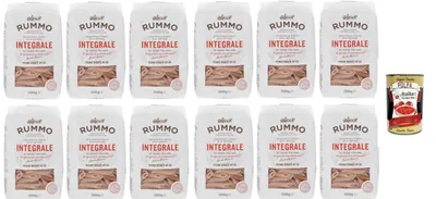 Produktbild von Rummo Pasta Integrale Penne Rigate N°66,Vollkornnudeln Nudeln Vollkorn Italienische Pasta 12x 500g + Italian Gourmet polpa 400g
